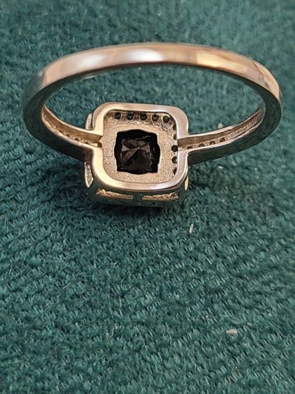Sterling Silver Black Onyx Ring Size 7 Square Halo Stone 925 Elegant Band - Picture 6 of 8